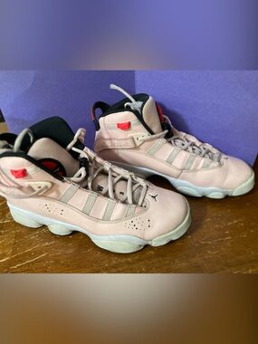 Jordan Kids Pink and Black Basketball Sneakers 6.5Y